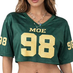 เสื้อเจอร์ซีย์อเมริกันฟุตบอลแขนสั้นผ้าตาข่ายสำหรับผู้หญิง ระบายอากาศได้ดี สไตล์สตรีทแวร์ เสื้อกีฬา รับผลิตตามแบบ OEM แบรนด์ส่วนตัว - Product Image 2