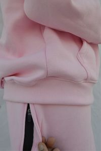 Baby <b>Pink</b> Womens <b>Tracksuit</b> Full Zip Hoodie Sweatpants <b>Set</b> Loopback French Terry Breathable Custom Printing Streetwear 100% - Product Image 5