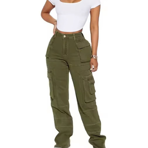 Cotton Breathable Wide Leg Women's <b>Jeans</b> Comfort Stretch Denim Ladies High Rise Women Denim Pants - Product Image 1