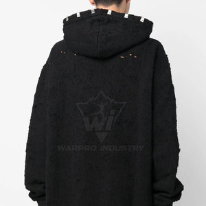 <b>Men</b> Distressed Hoodies Heavy Cotton Fleece Hooded Sweatshirt Street Fashion Custom Printing Embroidery Wholesale - Product Image 5