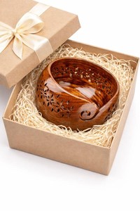 New Arrival Wooden Yarn Bowl with Two Holes Handcrafted Knitting <b>Wool</b> Holder Natural Finished Bowl for <b>Wool</b> - Product Image 5
