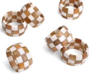 Ensemble de 12 anneaux de serviette rustiques faits à la main en époxy et bois pour la décoration de table, mariage, Pâques, accessoires modernes style ferme - Product Image 1