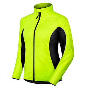 Haut de cyclisme personnalisé avec logo sublimé, respirant, à manches longues, fermeture éclair frontale, coupe-vent, écologique, 100 % polyester 220g, avec coutures renforcées - Product Image 1