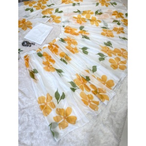 Magnifique Lehenga Choli à imprimé floral jaune pour les occasions spéciales, taille 2XL par Heera Creation - Product Image 1