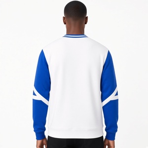 Sweat-shirt blanc et bleu roi à col rond avec impression Sigma EST 1914, manches longues contrastées, poche kangourou, style grec - Product Image 2