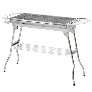 Griglia BBQ Portatile in Acciaio Inox a Carbone, Pieghevole per Campeggio e Picnic, con Finitura Argento per Attività all'Aperto - Product Image 1