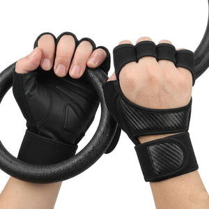 Gants de musculation pour hommes Kadia avec logo personnalisé, en cuir noir uni, respirants, à dos ouvert, avec support de poignet réglable, gants de sécurité - Product Image 3