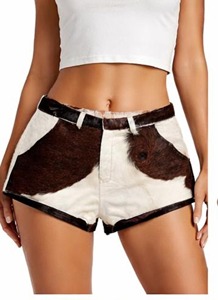 Shorts en cuir de vachette pour femmes, cuir de vachette de qualité supérieure, taille haute, style vintage, mode décontractée, streetwear, shorts de boutique, vente en gros - Product Image 4