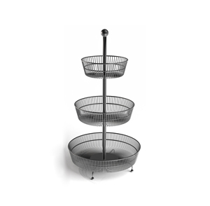 Modern Metal <b>Wire</b> 2 Tier Storage <b>Basket</b> Set Circle Shape <b>Stackable</b> Kitchen Organizer with Handle - Product Image 6