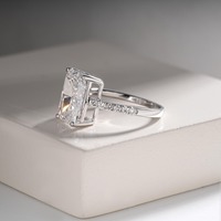 Anillo de Compromiso de Lujo para Mujer, con Diamante Cultivado en Laboratorio, Chapado en Oro, Corte Radiante, Certificado IGI, Alta Demanda