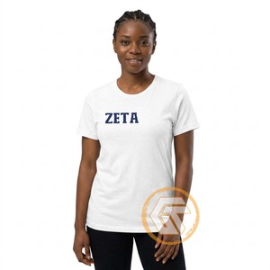เสื้อยืดสตรีลายปัก Zeta Phi Beta Sorority ของ GREEK TREASURES ผ้าเจอร์ซีย์ลำลองคุณภาพสูง ระบายอากาศได้ดี ผ้าฝ้าย 100% พร้อมลายตัวอักษร - Product Image 4