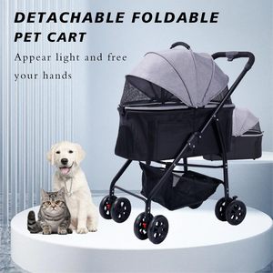 TH-PPS-456 All Terrain <b>Four</b> <b>Wheel</b> Pet Stroller with Shock Absorbing Tires Ventilated Mesh and Easy Fold Design - Product Image 5