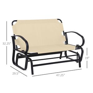 Outdoor Patio Glider Bench with Padded Cushions and Armrests 2-Person Courtyard <b>Swing</b> Rocking Chair with Sturdy Beige <b>Frame</b> - Product Image 3