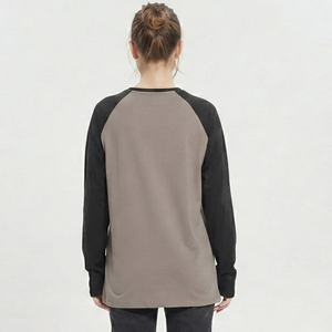 T-shirt Raglan Oversize Personnalisé pour Femme, Manches Longues, Col Rond, Décontracté, Coupe Ample, 100% Coton Jersey, T-shirts Personnalisables - Product Image 2