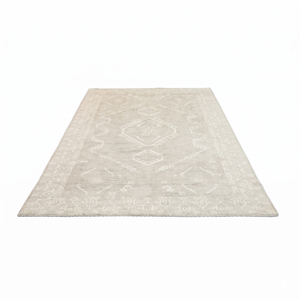Custom Wool Eco-Friendly Non-Slip Hand Tufted Thick Pile Modern <b>Ivory</b> Beige Tonal Geometric Medallion Area <b>Rug</b> for Hotel Villa - Product Image 2
