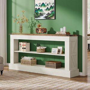 63-Inch Long Console <b>Table</b> with Shelves for Entryway Narrow Console <b>Table</b> for Foyer Hallway - Product Image 3