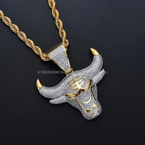 สร้อยคอประดับเพชรรูปหัวสิงโตสีทอง14K ลาย925ของผู้ชายยอดนิยม - Product Image 2