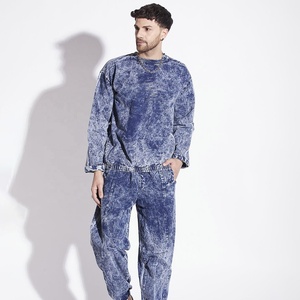 Vente en gros de survêtements délavés à l'acide survêtement délavé au soleil pour hommes OEM hiver tenue décontractée confortable respirant entièrement personnalisé coton - Product Image 4