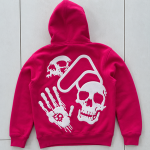 OEM Custom Heavyweight for <b>Zip</b> <b>Hoodie</b> 550 GSM Cotton Fleece Oversized Streetwear Skull Graphic Full <b>Zip</b> Winter <b>Pocket</b> - Product Image 4