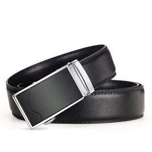 Cinturón Formal de Cuero Vacuno con Hebilla Rectangular Automática, Acabado Plateado, Duradero, Color Marrón Sólido - Product Image 2