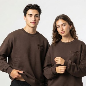 Sudadera de Lujo para Mujer, Oversize, Gruesa, de Color Liso, Cuello Redondo, Hombros Caídos, con Logotipo Personalizado, Tejida, Unisex, Ajuste Regular, para Otoño - Product Image 1