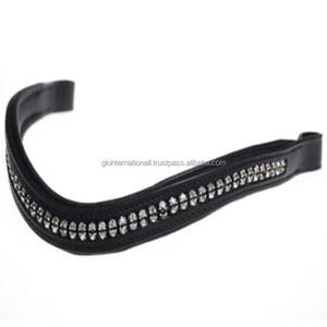 Diseño de moda 2021 cuero genuino curva ceja banda equitación cristales ecuestres diamantes de imitación con incrustaciones canal vacío ceja banda - Product Image 6