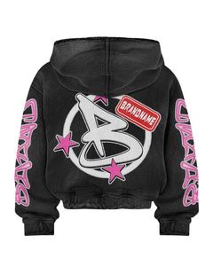 Ensemble de survêtements en coton de haute qualité, molleton bouclette, pantalon évasé et sweat à capuche personnalisés, style streetwear, effet délavé à l'acide - Product Image 3