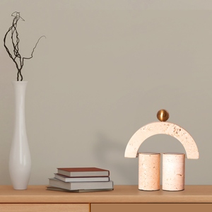 Sculpture géométrique moderne en pierre de travertin beige, statue minimaliste, décoration nordique pour la maison, esthétique luxueuse, décoration de table de salon - Product Image 6