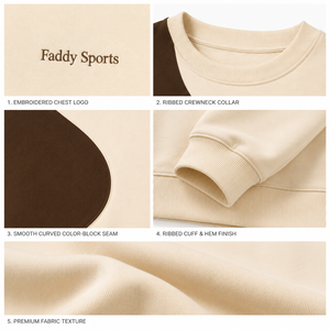 Sweat-shirt surdimensionné avec logo personnalisé, streetwear pour homme, sweat-shirt en molleton bicolore, col rond en coton épais, sweat-shirts unisexes - Product Image 6