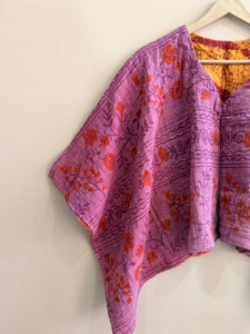 Plus Size Geometric <b>Kantha</b> Quilted Cotton Blouson <b>Jacket</b> for Women - Product Image 6