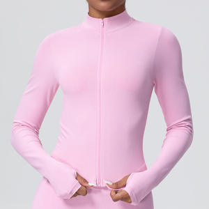 Custom Logo Lightweight Breathable Plus Size Athletic Fitness <b>Yoga</b> Top Long Sleeve Zipped <b>Jacket</b> Women Four-Way Stretch Sports - Product Image 1