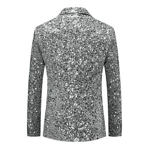 Blazer à Paillettes Homme Doré Argenté Coupe Slim Veste de Soirée Simple Boutonnage Bal de Promo Mariage Mode Étincelante - Product Image 2