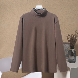T-shirt à manches longues pour homme, style japonais, couleur unie, col roulé, 270G, poids lourd, prix usine Chine Bangladesh - Product Image 6