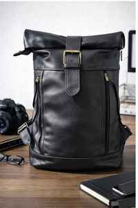 Mochila de Cuero Hecha a Mano con Parte Superior Enrollable, Bolsa de Viaje de Cuero Vacuno Vintage, Mochila Acolchada para Portátil para Uso Profesional LTBP-0032 - Product Image 5