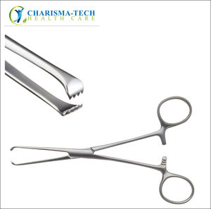 Pinzas de agarre de tejido de acero inoxidable con dientes Allis, bloqueo de trinquete y mandíbulas serradas para traumatismos, instrumentos quirúrgicos - Product Image 3