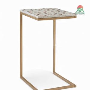 Mesa de Centro Moderna con Tapa de Mármol y Estructura de Metal Dorado, Mueble Decorativo para Sala de Estar Contemporánea - Product Image 1