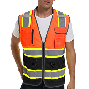 Multi Function Safety Vest With Silver Strips High Visibility Protective Clothing For Handling Warehouse <b>Logistics</b> - Product Image 2