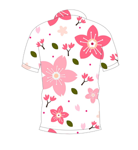 เสื้อโปโลผู้ชายสีขาวพิมพ์ลายดอกเชอร์รี่สีชมพูแขนสั้นเสื้อลำลองฤดูร้อน - Product Image 5