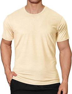 T-shirt d'été décontracté vintage pour homme, col en V, manches courtes, tissé, écologique, 100 % coton, tissu en flanelle, séchage rapide - Product Image 1