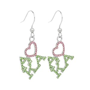 Green Pink Greek Heartfelt Pride Bling Fish <b>Hook</b> <b>Earrings</b> Women Fashion Jewelry Elegant Heart Drop <b>Earrings</b> Gift for Party Daily - Product Image 1