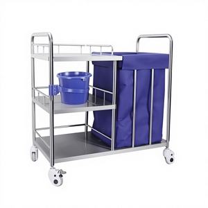 Chariot d'infirmière hospitalier personnalisable en acier inoxydable 304 à trois niveaux, épaissi, largeur 24, capacité de charge 40 lb, pour usage intensif - Product Image 1