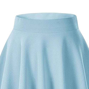 Jupe plissée taille haute pour femmes grandes tailles, en spandex/polyester, bleu clair, coupe trapèze, séchage rapide et anti-plis, élastique - Product Image 5