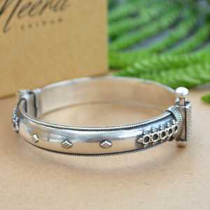 Meera Jaipur Bracelets vintage en argent 925 pour femmes, bijoux fins, dernier design, 43-48g, hindouisme - Product Image 5