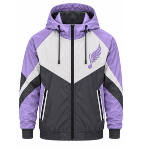 Windbreaker <b>Jacket</b> for <b>Men</b> <b>Lightweight</b> Outdoor Training Water Resistant Full Zip Hooded Sportswear Wholesale Sportswear Supplier - Product Image 1