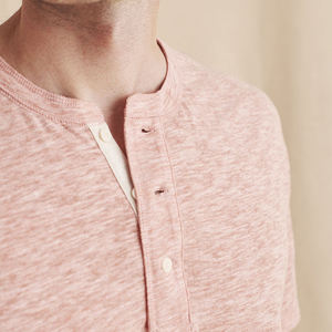 Camiseta Henley de Manga Corta para Hombre, 100% Algodón, Tejido de Punto, Corte Regular Informal, Antiarrugas, Top de Verano - Product Image 2