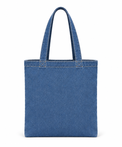 กระเป๋าโท้ทผ้าเดนิมลายผีเสื้อสีน้ำเงินแบบเปิดด้านบนพร้อมหูหิ้ว - Product Image 3