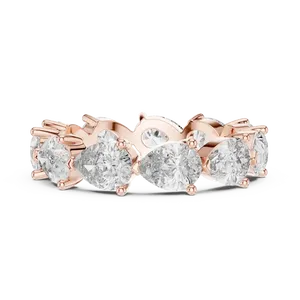 Anillo de Diamantes Cultivados en Laboratorio East West Pear, Banda Completa de Eternidad, 3.13ctw, Oro Sólido de 10K, 14K, 18K, Unisex, Certificado IGI, Joyería Fina - Product Image 5