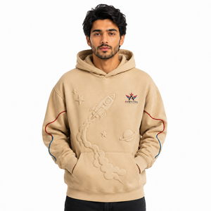 Sudadera con Capucha de Moda con Estampado en Relieve, Material Premium de Algodón y Poliéster, Diseño Gráfico en Relieve, Sudadera con Capucha y Bolsillo Tipo Canguro, Cómoda - Product Image 1