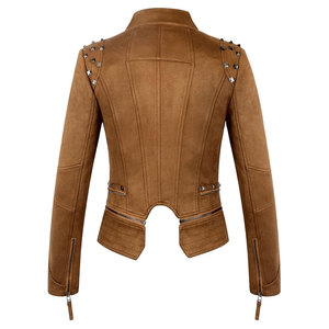 Chaqueta de Motocicleta de Cuero Genuino para Mujer, Impermeable, Cortavientos, Transpirable, de Secado Rápido, con Cuello Alto, Servicio OEM - Product Image 2