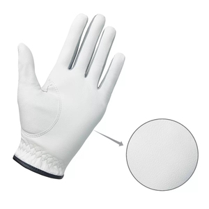 Gants de course en cuir blanc à doigts entiers avec design respirant, fermeture auto-agrippante, unisexe, pour usage extérieur - Product Image 2